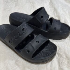 CROCS Black Sandals with Perforated Straps